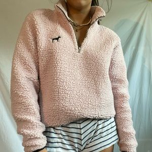 Pink Sherpa quarter zip